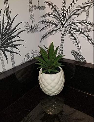 White Porcelain Pineapple Ananas Faux Plant Potted Artificial Succulent 7.8" Home Office Bathroom Tabletop Shelf Kitchen Decoration...