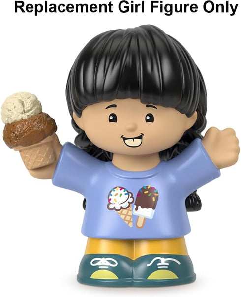 Fisher-Price Replacement Part Little-People Playset - HHR46 ~ Girl with Black Hair with Braids Carrying Ice Cream Cone, Black, Brown, Blue...