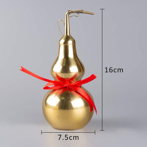 BRABUD Chinese Feng Shui Alloy Gourd Statue Gold Wu Lou Figurine Good Luck Wealth Peaceful Home Decoration Collectible (6.3'') ZD081...