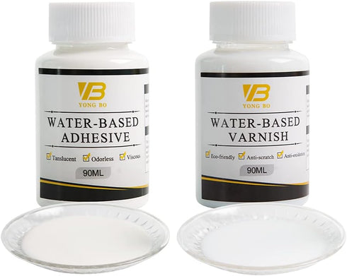 Gilding Adhesive Kit, Gold Leaf Glue Adhesive and Water Based Varnish for Craft Supplier, Resin Art, Furniture Decoration, Wall, Ceiling (2 Brushe...