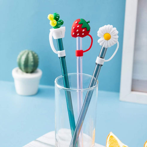 Cute Heart-shaped Straw Cover Cap for Stanley Cup, Reusable Silicone Straw Topper, 10mm Dust-Proof Silicone Straw Cover Cute Tumbler Cup Accessori...