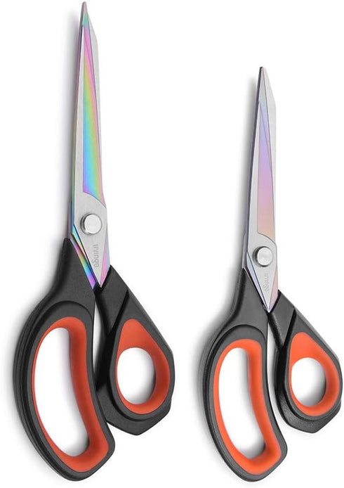 LIVINGO 2 Pack Premium Tailor Scissors Heavy Duty Multi-Purpose Titanium Coating Forged Stainless Steel Sewing Fabric Leather Dressmaking Comfort ...