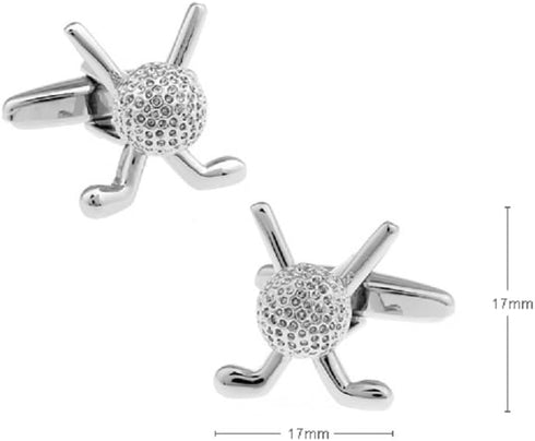 Golf Ball and Clubs Pair Cufflinks in a Presentation Gift Box & Polishing Cloth...