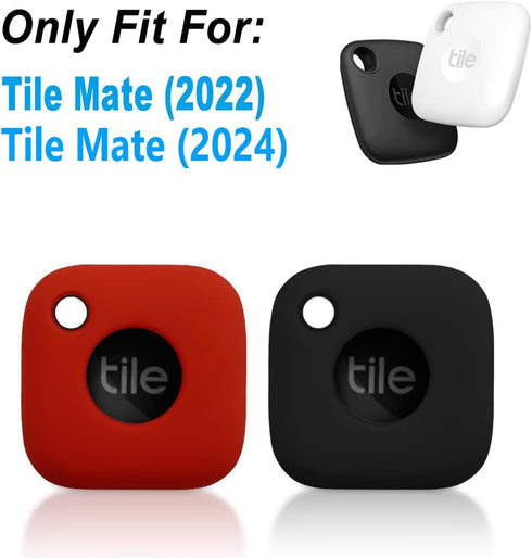 Geiomoo Silicone Case for Tile Mate 2024, Tile Mate 2022, Soft Scratch Resistant Cover with Carabiner (2 Pack Black+Red)...