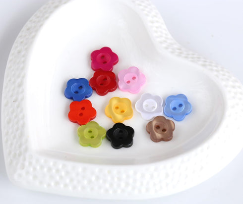 525pcs 1/2 inch (12.5mm) 11 Colors Flower Shape Resin Buttons for Sewing Blouse Shirts 2 Holes Button DIY Crafts Projects Scrapbooking DIY Project...