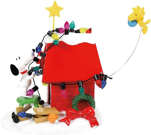 Department 56 Peanuts Decoration, Snoopy’s Dog House, Woodstock, Christmas Lights, 8", Red...