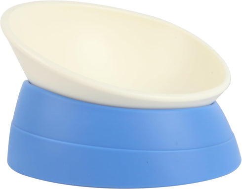 Bulldog Bowl Anti-Slip Dog Cat Dish Detachable Rubber Dog Bowl Pet Sterile Tilted Pet Feeder Slope Base (Blue, 2 Cup (Small/Medium Dog))...