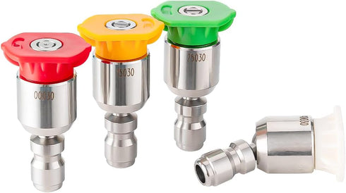 360° Rotation Pressure Washer Spray Nozzle Tip Set?4000 PSI Universal Power Washer Multiple Degrees Nozzle? 1/4 inch Quick Connect Design 4-Pack (...