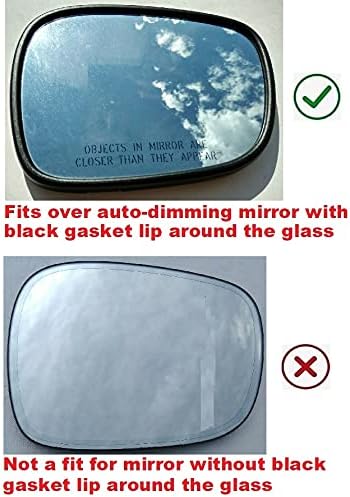 Fit Over Auto-Dimming Mirror Glass with Full Size Adhesive for BMW 2010-2014 X3 Passenger Side View Right RH - Check size in description...