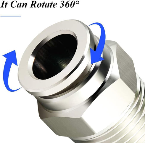 TAILONZ PNEUMATIC 304 Stainless Steel Male Straight 4MM Tube OD x 1/8 Inch NPT Thread Push to Connect Fittings PC4-N1 (Pack of 2)...