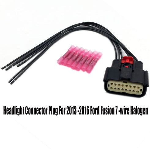 Headlight Connector Plug Harness Repair Pigtail Compatible with Ford Fusion 2013 2014 2015 2016 7 -Wire Halogen...