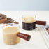 1 Pack Double Spouts Measuring Triple Pitcher Milk Cup with Wood Handle 75ML Espresso Shot Glasses Parts Clear Glass By BCnmviku...