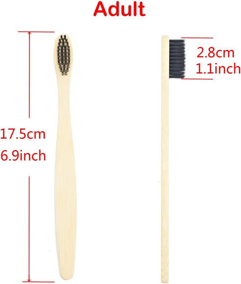 2 PCS Bamboo Toothbrushes Soft Bristles Wooden Toothbrushes for Adult, Natural Biodegradable BPA Free Eco Friendly Toothbrushes Black...