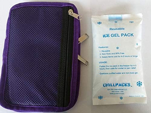 Diabetic/Medication Cooler Travel Case for Insulin Pen/Syringes, Ice Pack, 8 oz., Purple...