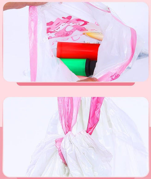 100 Count Drawstring Trash Bags,Cartoon Pattern Thickened Garbage Bags 19.7" x 17.7"Unscented Trash Bags for Kitchen, Bathroom, Office Waste Bin L...