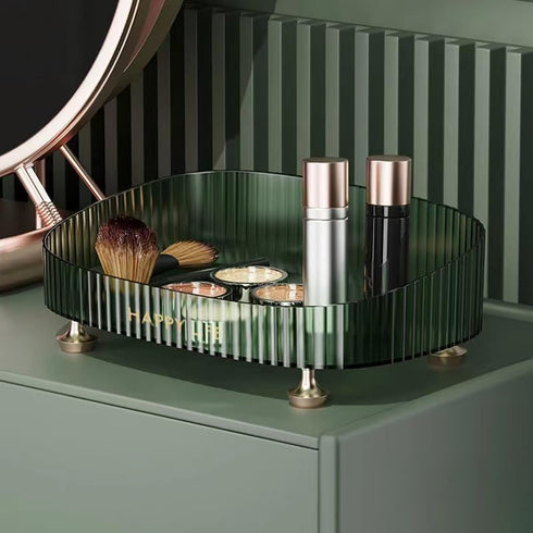 Makeup Perfume Organizer, Vanity Tray, Cosmetic Skincare Organizer, Countertop Organizer Tray for Bathroom Vanity Dresser Table, Green...