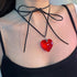 FunBoat Chunky Puffy Heart Necklace - Queen of Hearts Accessories - Big Glass Heart Goth Choker Pendant Necklace for Girls Teens Women...