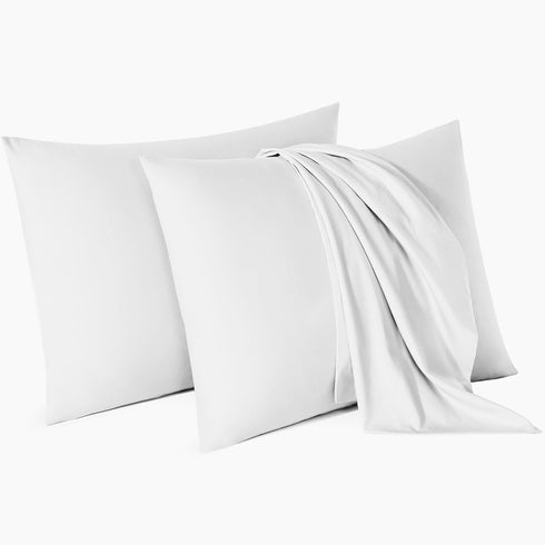 Micropuff Standard Size Pillow Cases Open Enclosure - 2 Pack - Soft and Breathable Hypoallergenic Pillow Cover. Pillowcase Protects Against Stains...