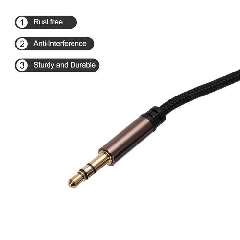 MECCANIXITY 3.5mm TRS Aux Cable Male to Male Auxiliary Audio HiFi Headphone Cord 10ft Nylon Braided for Phone Headphone Speaker Stereo Echo, Brown...