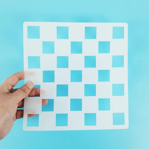 Checks Stencils, 4 Pcs Checkerboard Stencils Square Shape Stencils Assorted Sizes Reusable Mylar Plastic Templates for Painting on Wood Pillows Wa...