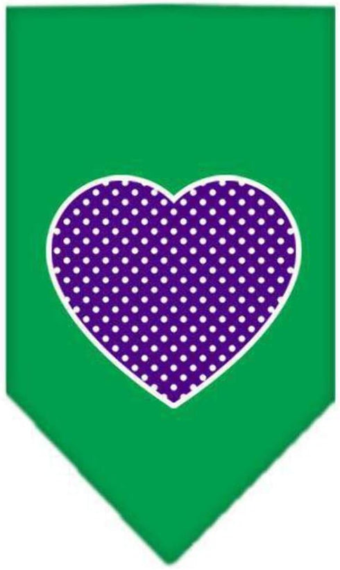 Mirage Pet Products Purple Swiss Dot Heart Screen Print Bandana for Pets, Large, Navy Blue...