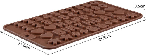 Silicone Letter Number Molds,Reusable Chocolate Molds with Happy Birthday Cake Decorating Symbols(Brown 2pcs)...
