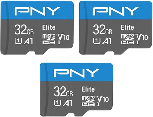 PNY 32GB Elite Mobile Accessories Class 10 U1 V10, A1 microSDHC Flash Memory Card for Mobile Devices - 100MB/s, Full HD, UHS-I, micro SD 3-Pack...