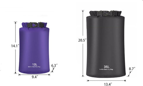 Waterproof Dry Bag 2-Pack Ultralight Wet Bags -12L/35L sizes,Roll Top Lightweight dry sack Keep Gear Dry for Kayaking,Camping,Boating,Hiking...