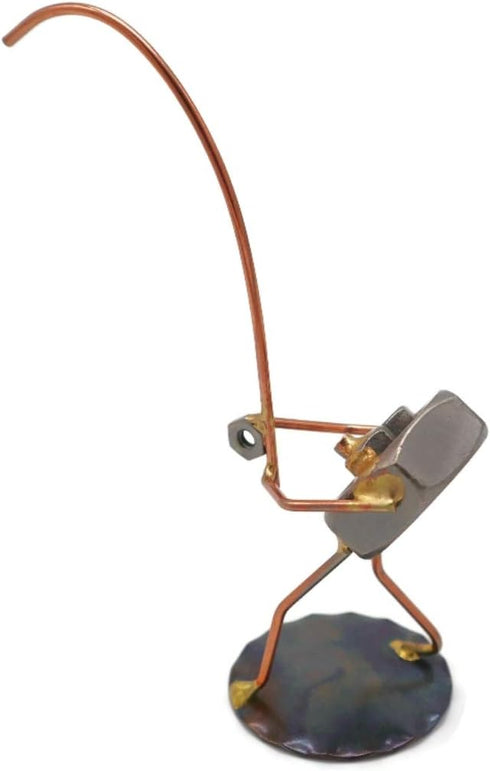 Fishing Nut Collectible Handmade Metal Art Figurine, Desk Accessories, Trophy, Boss Gift, Home Office Décor...