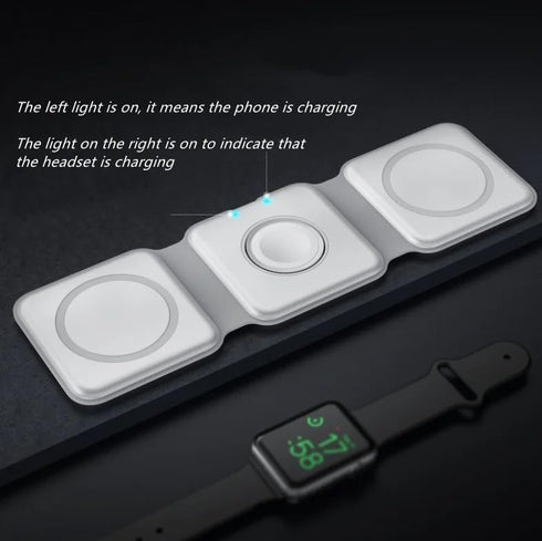 3 in 1 Charging Station for Apple Multiple Devices from Tech Gadget, Foldable Magnetic Mag-Safe Travel Charging Pad for iPhone 15 14 13 12 Pro Max...