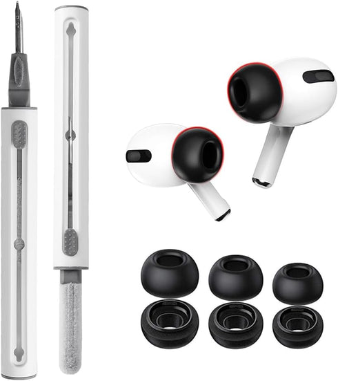 Premium Memory Foam Replacement Ear Tips for AirPods Pro & AirPods Pro 2nd Generation with Cleaning Kit, Anti-Slip Eartips and 3 in 1 Cleaner Pen ...