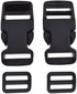 SGH Pro 1 Inch Single Adjustable Quick Side Release Buckles with 1 Inch Tri-Glide Slides Clips Snaps No Sewing Heavy Duty Plastic Replacement for ...