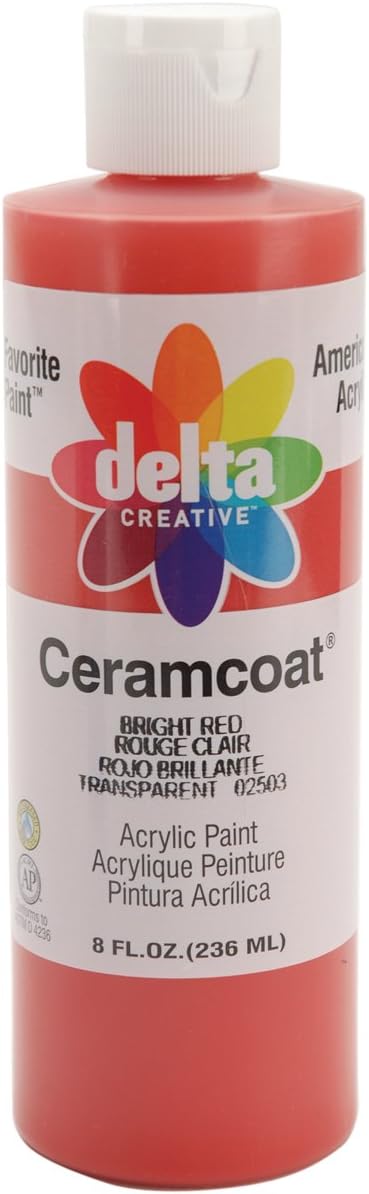 Delta Creative Ceramcoat Acrylic Paint in Assorted Colors (8 oz), 025038, Bright Red...