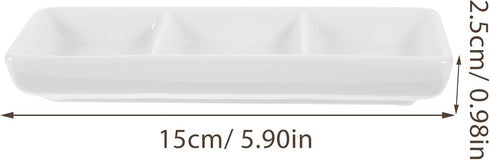 BESTonZON Ceramic Dipping Bowls, 3 Compartment Condiment Tray Hospitality Tray, Ceramic Dipping Sauce Dishes, 6 inch Dessert Platters Rectangular ...