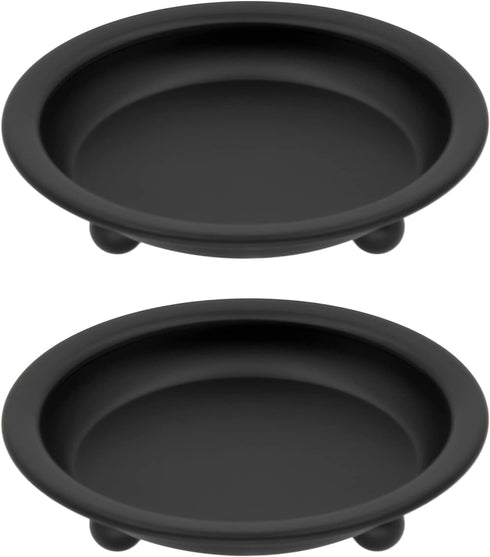 Matte Black Iron Candle Plate, set of 2, Metal Saucer Style Candle Holder for Pillar/Scented/Flameless/Ball Candles, Decorative Candle Stand for T...