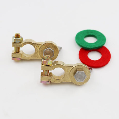 UTSAUTO Battery Terminal Connectors 2Pcs Positive & Negative Brass Car Battery Terminal Clamp for Truck Van Marine Boat RV Max Current 300A...