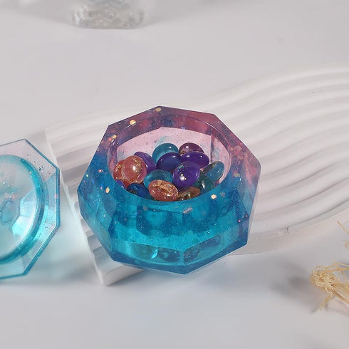 Small Octahedral Storage Box Resin Mold with 1 lid Silicone Molds Epoxy Resin Section Shaped Beads Holder Storage for Jewelry Ornaments Trinket Co...