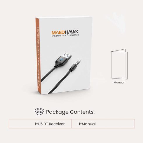 MaedHawk Aux to Bluetooth Receiver for Car, Bluetooth Aux Adapter with USB to 3.5mm Audio Jack kit BT5.3 for Car Stereo Home Speakers Music Stream...