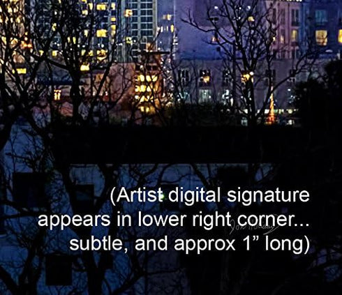 PHOTOSBYJON Houston Skyline Photo Print UNFRAMED Night Color City Downtown 11.75 inches x 36 inches Texas Photographic Panorama Poster Picture...