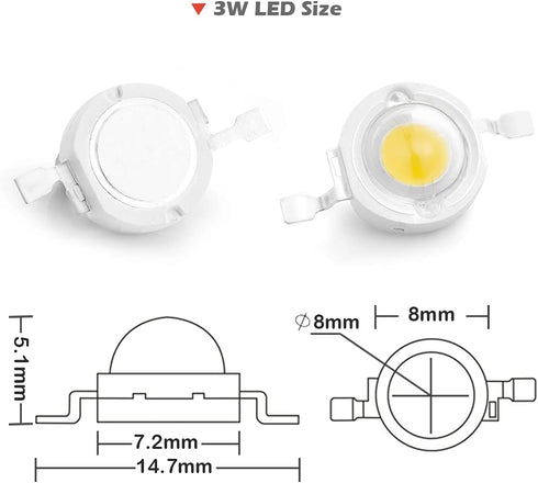 CHANZON 10 pcs High Power Led Chip 3W Natural White (4000K - 4500K / 600mA - 700mA / DC 3V - 3.4V / 3 Watt) Super Bright Intensity SMD COB Light E...