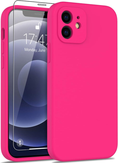 DEENAKIN Compatible with iPhone 12 Case with Screen Protector,Enhance Camera Protection,Soft Flexible Silicone Gel Rubber Bumper Cover,Slim Fit Pr...