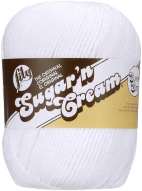 Lily Sugar n Cream Yarn Super Size Bundle 2-Pack (1) Black and (1) White 100% Cotton Grown in The USA|Perfect for Knitting and Crocheting|#4 Mediu...