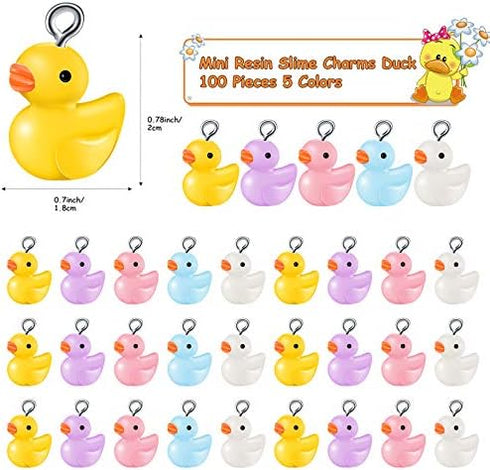 Hicarer 100 Pcs Duck Charms for Bracelet Jewelry Making Colorful Mini Duck Beads for for DIY Earring Necklace Keychains Making Party Supplies...