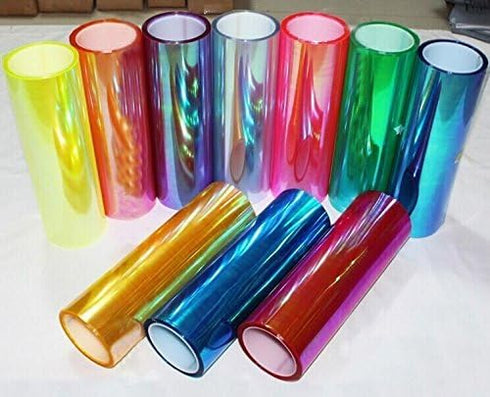 DIYAH 12 X 48 inches Self Adhesive Shiny Chameleon Headlights Tail Lights Fog Lights Films,Film Sheet Sticker,Tint Vinyl Film (Clear)...