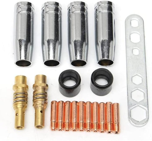 MIG Welder MB15 15AK MIG Welding Gun Accessory Kit, 19 PCS Nozzle Contact Nozzle Tips Holder Kit, 4 x Gas Nozzles, 10 x M6 0.8mm Power Nozzles, 2 ...