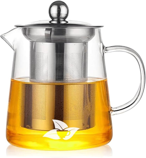 DelighTeas® Glass Teapot | Borosilicate Glass, Stainless Steel Removable Infuser | Designed with non dripping spout...