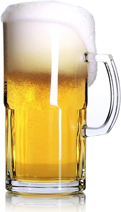BaveL Style Extra Large Beer Mug 34 Ounce,Large Glass Mugs With Handle,One Liter German Beer Stein Super Mug (34 oz)...