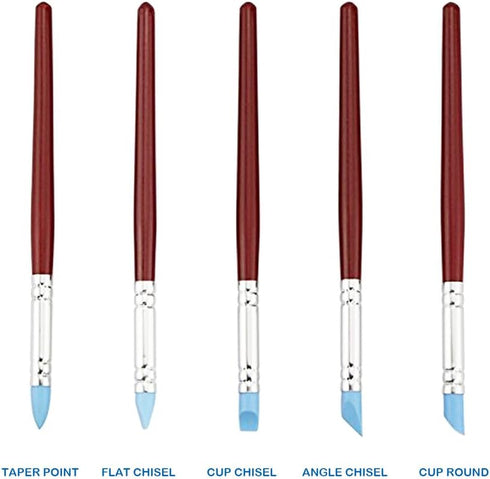 Meta-U 5 Pcs Clay Color Sculpting Shapers – Flexible Rubber Tip Shaping Pen Wipe Out Painting Brushes Carving Tools...