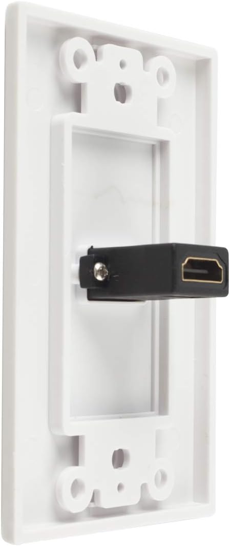 TENINYU Single HDMI Wall Plate (1 Port) - 4K UHD, ARC, and Ethernet Pass-Thru Support (1-Gang) White - for 1 HDMI (1-Port)...