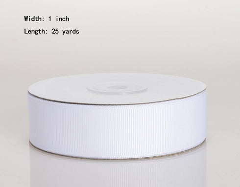 ATRBB 25 Yards 1 Inch Solid Grosgrain Ribbon Roll for Gift Wrapping DIY Hair Accessories (White)...